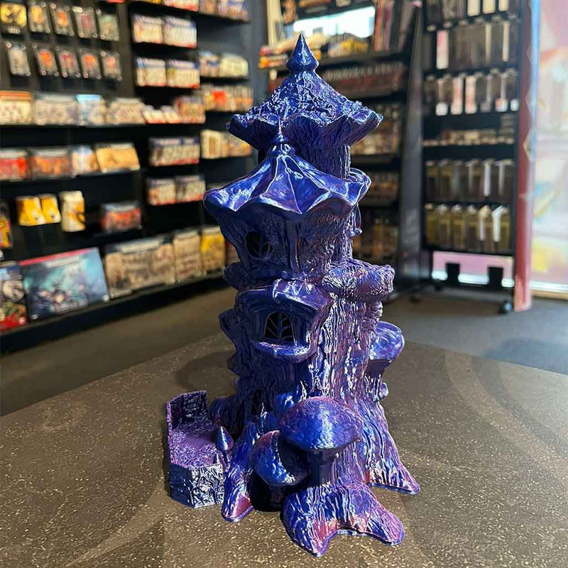 3D Printed Dice Tower - Fairy House (Blue/Purple)