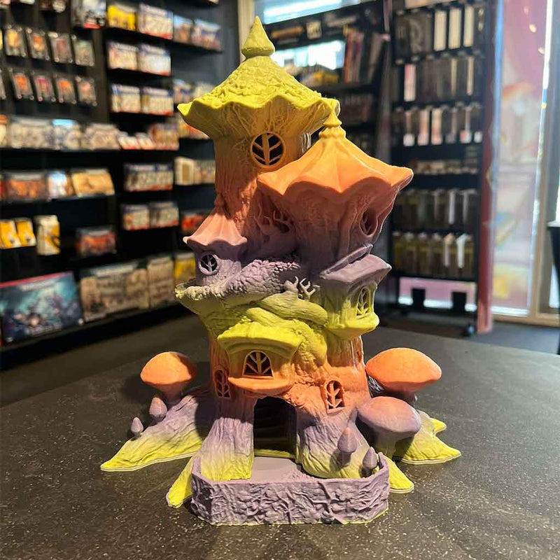 3D Printed Dice Tower - Fairy House (Green/Pink/Purple)