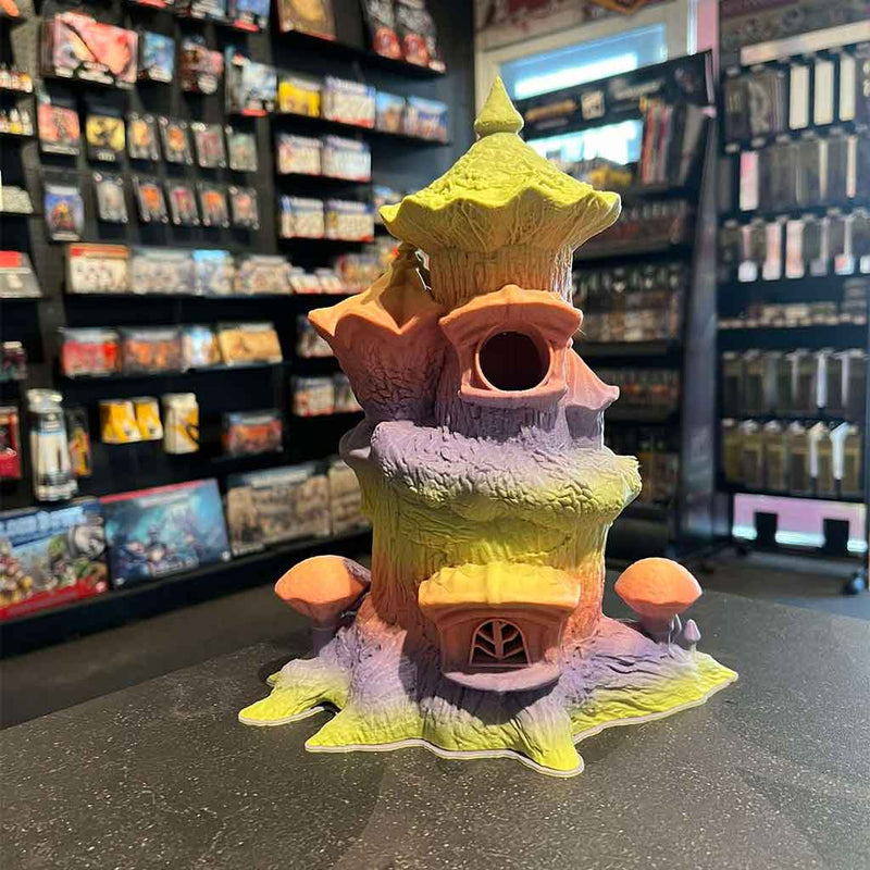 3D Printed Dice Tower - Fairy House (Green/Pink/Purple)