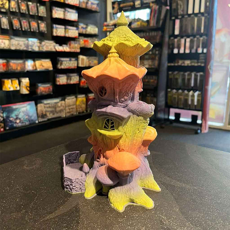 3D Printed Dice Tower - Fairy House (Green/Pink/Purple)