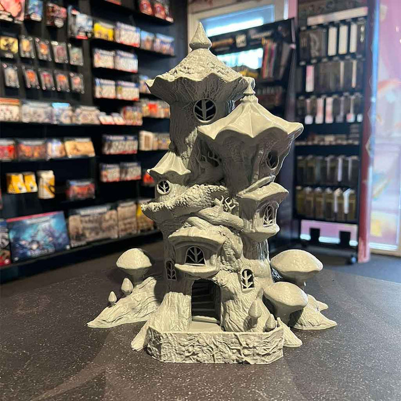 3D Printed Dice Tower - Fairy House (Grey)