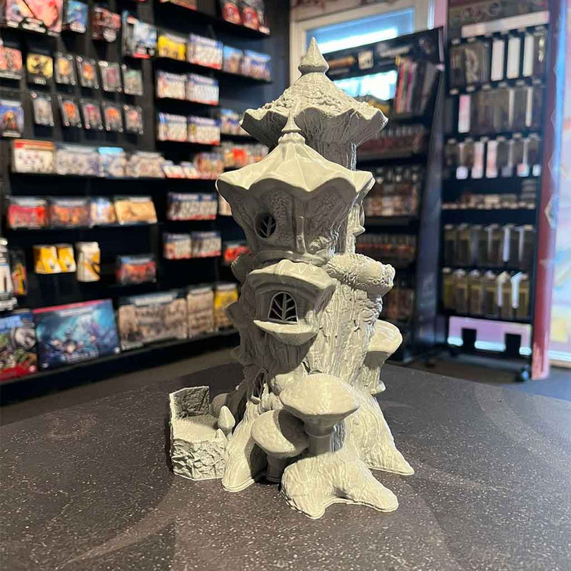 3D Printed Dice Tower - Fairy House (Grey)