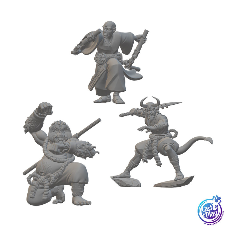 Fighting Monks | BeaMini Unpainted RPG Miniatures