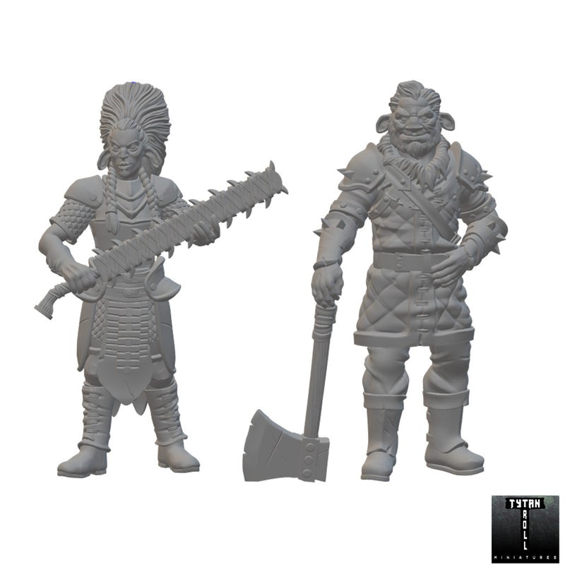 Firbolg Fighters | BeaMini Unpainted RPG Miniatures