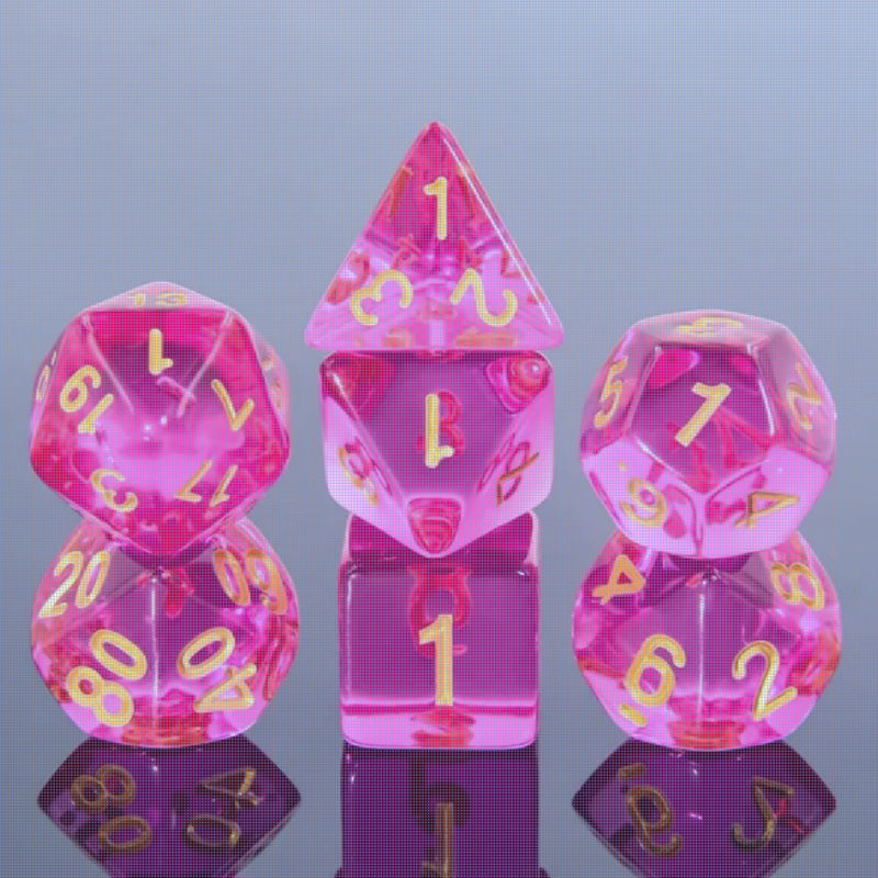 Fuchsia Berry - 7 Piece Polyhedral Dice Set + Dice Bag