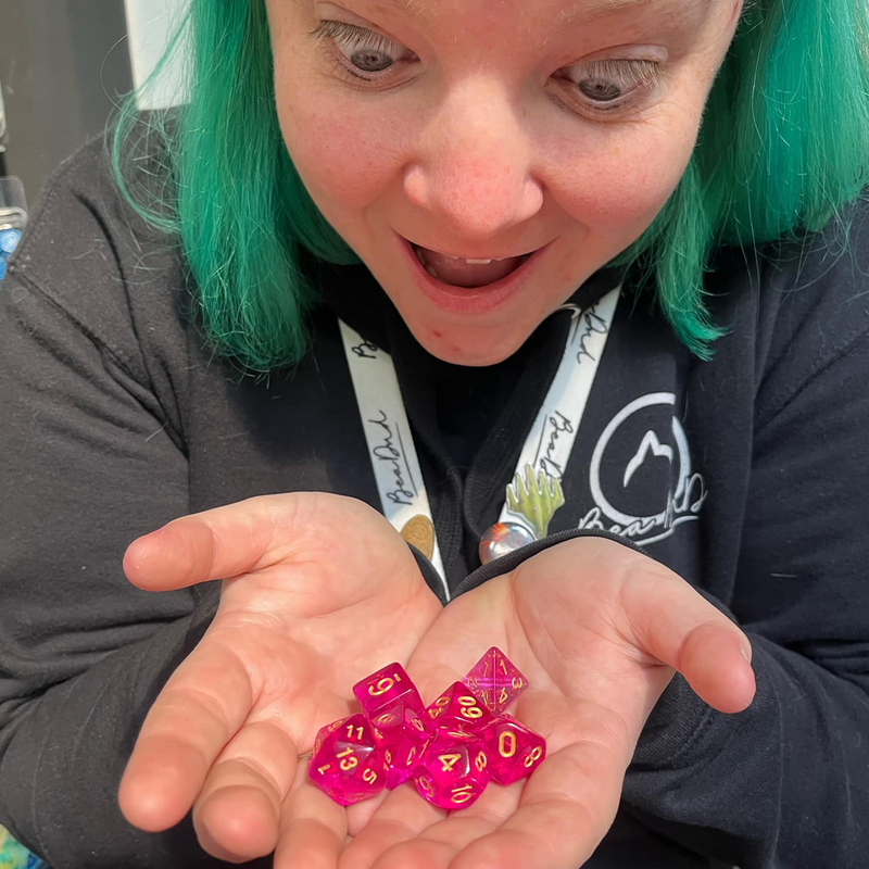 Fuchsia Berry - 7 Piece Polyhedral Dice Set + Dice Bag