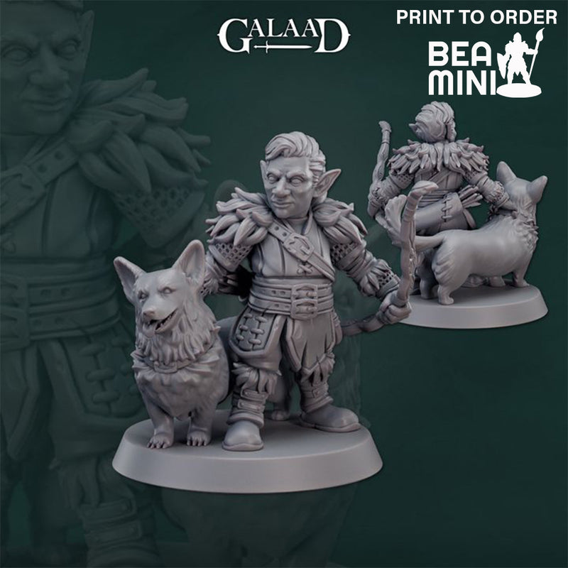 Gnome Ranger with Corgi  | BeaMini Print to Order Miniatures