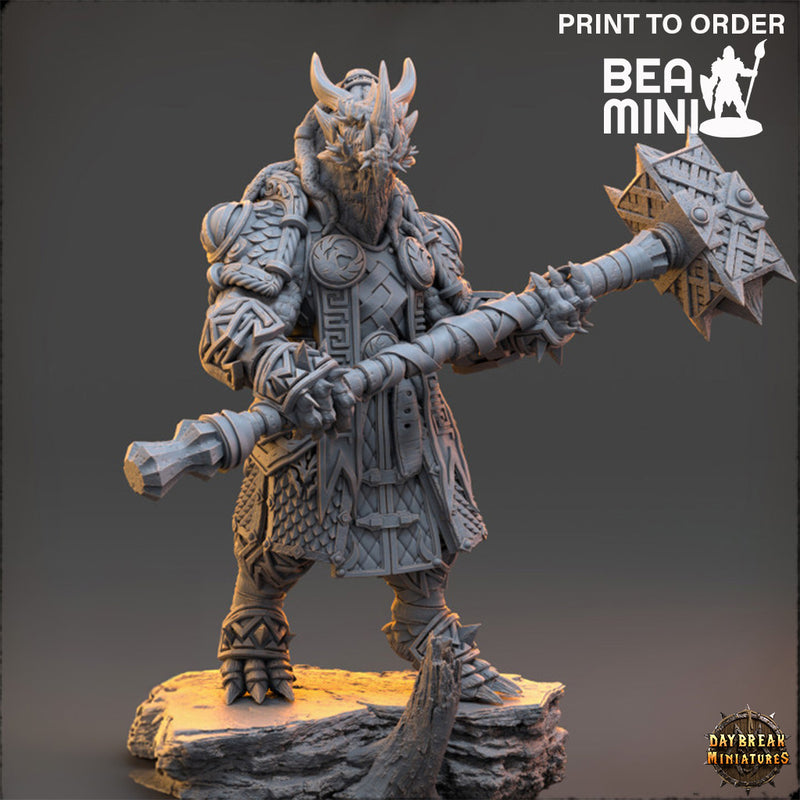 Goshenite Neverguesser, Dragonborn Cleric | BeaMini Print to Order Miniatures