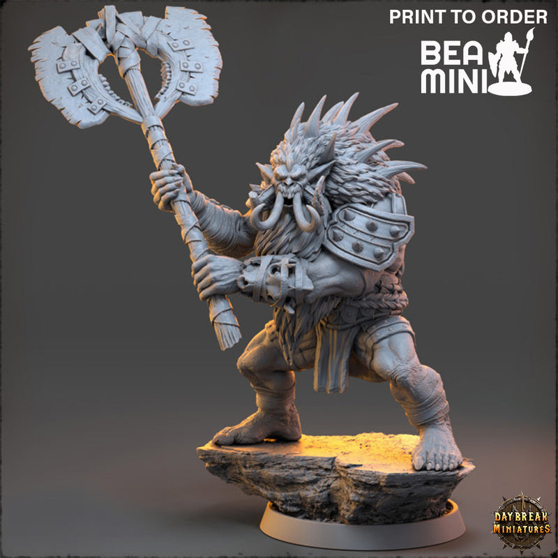 Grasta Poka - The Mammoth Ogres of Skull Mountain | BeaMini Print to Order Miniatures