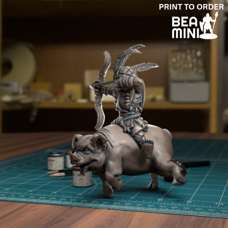 Halfling Hog Rider | BeaMini Print to Order Miniatures