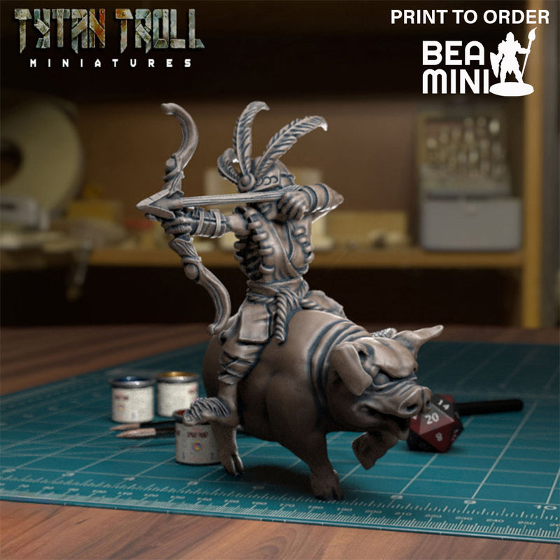 Halfling Hog Rider | BeaMini Print to Order Miniatures