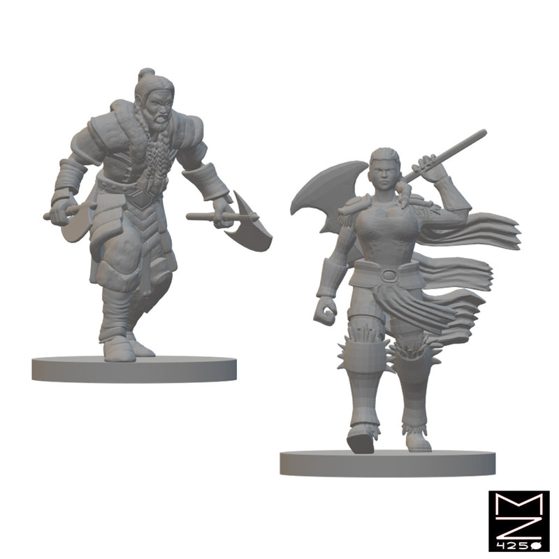 Human Barbarians | BeaMini Unpainted RPG Miniatures