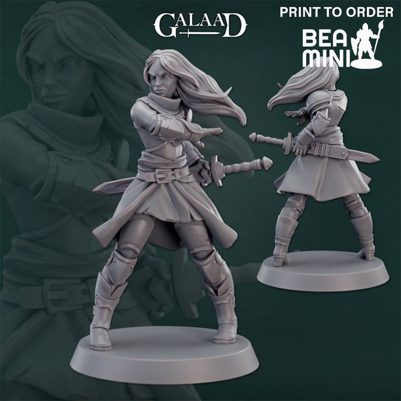 Human Female Fighter | BeaMini Print to Order Miniatures