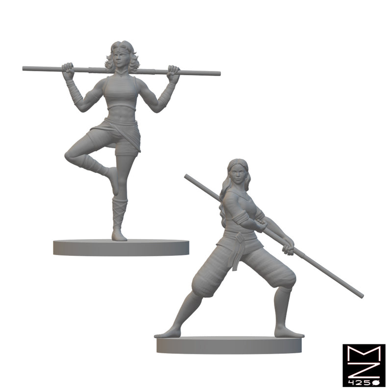 Human Female Monks | BeaMini Unpainted RPG Miniatures