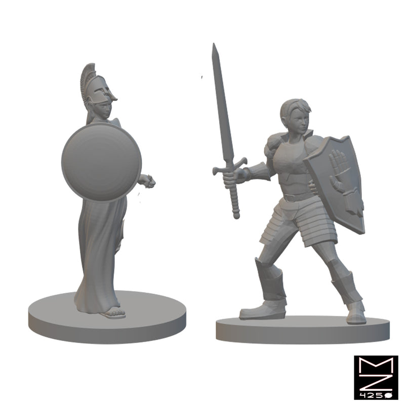 Human Female Paladins | BeaMini Unpainted RPG Miniatures