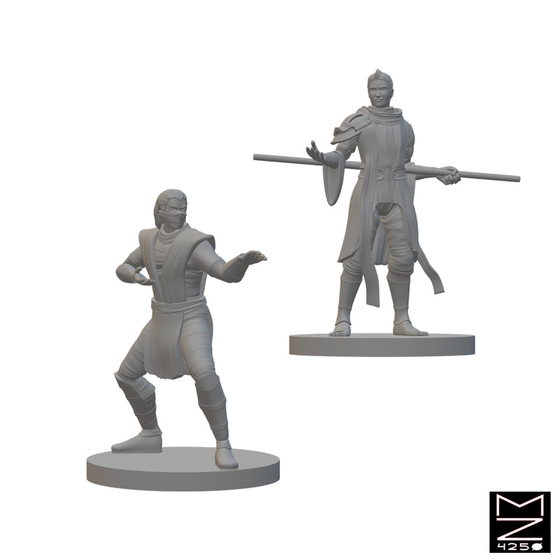 Human Monks | BeaMini Unpainted RPG Miniatures