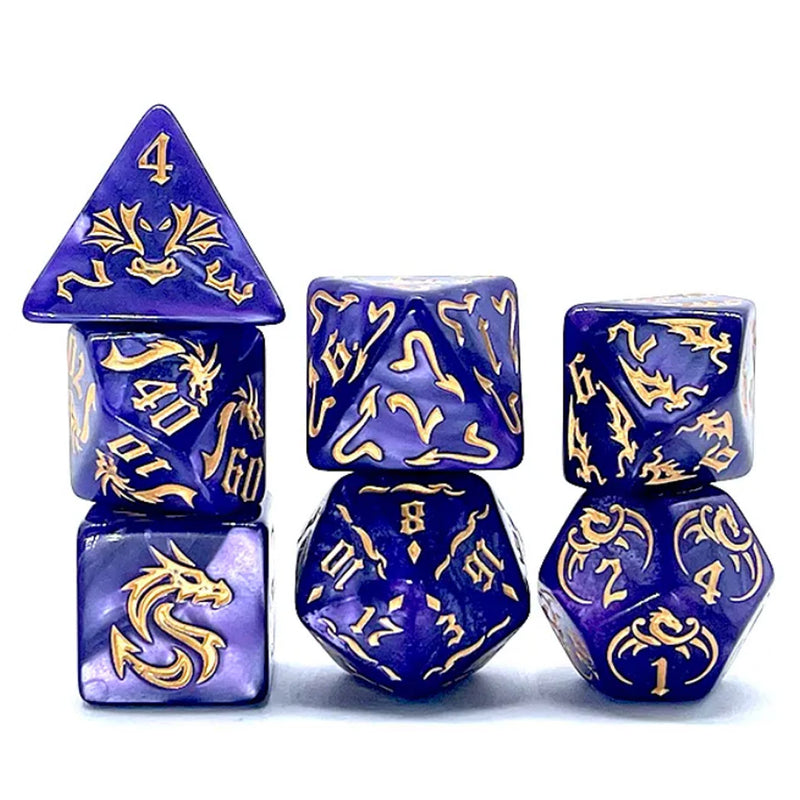 Imperial Dragon - 7 Piece Polyhedral Dice Set + Dice Bag