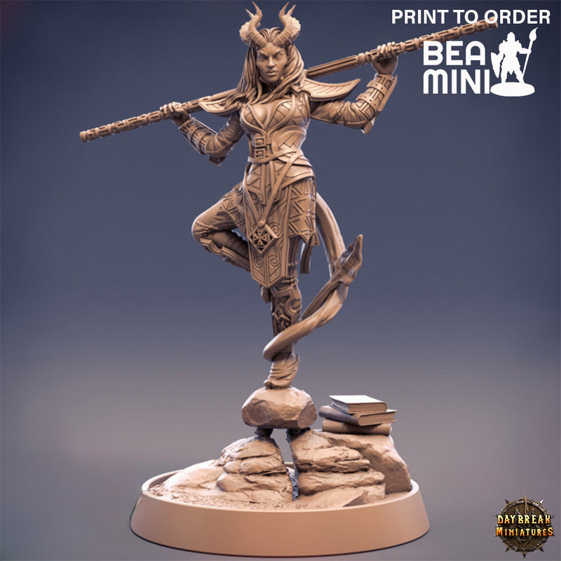 Jaanda Hightreader, Tiefling Monk | BeaMini Print to Order Miniatures