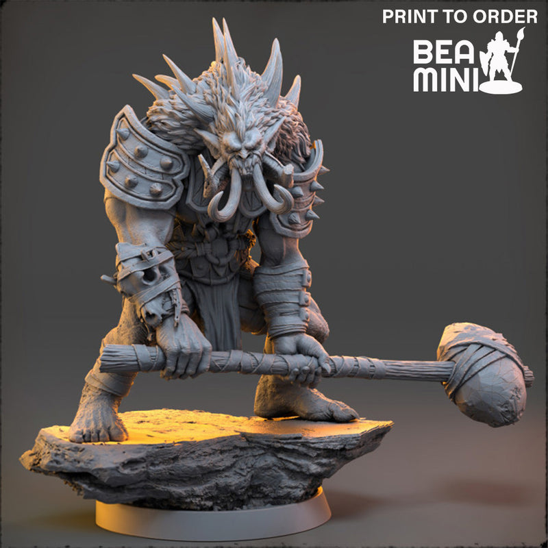 Jolan Frak - The Mammoth Ogres of Skull Mountain | BeaMini Print to Order Miniatures