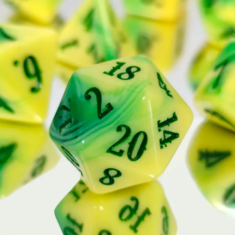 Lemon & Lime - 7 Piece Polyhedral Dice Set + Dice Bag