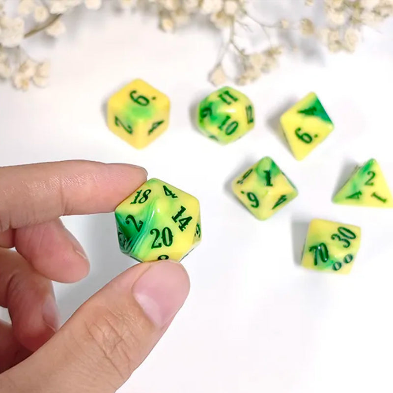 Lemon & Lime - 7 Piece Polyhedral Dice Set + Dice Bag