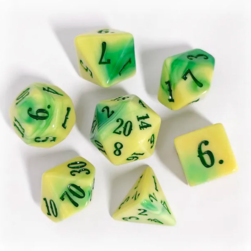 Lemon & Lime - 7 Piece Polyhedral Dice Set + Dice Bag