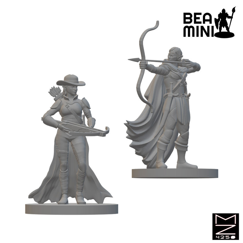 Elf Female Rangers | BeaMini Unpainted RPG Miniatures