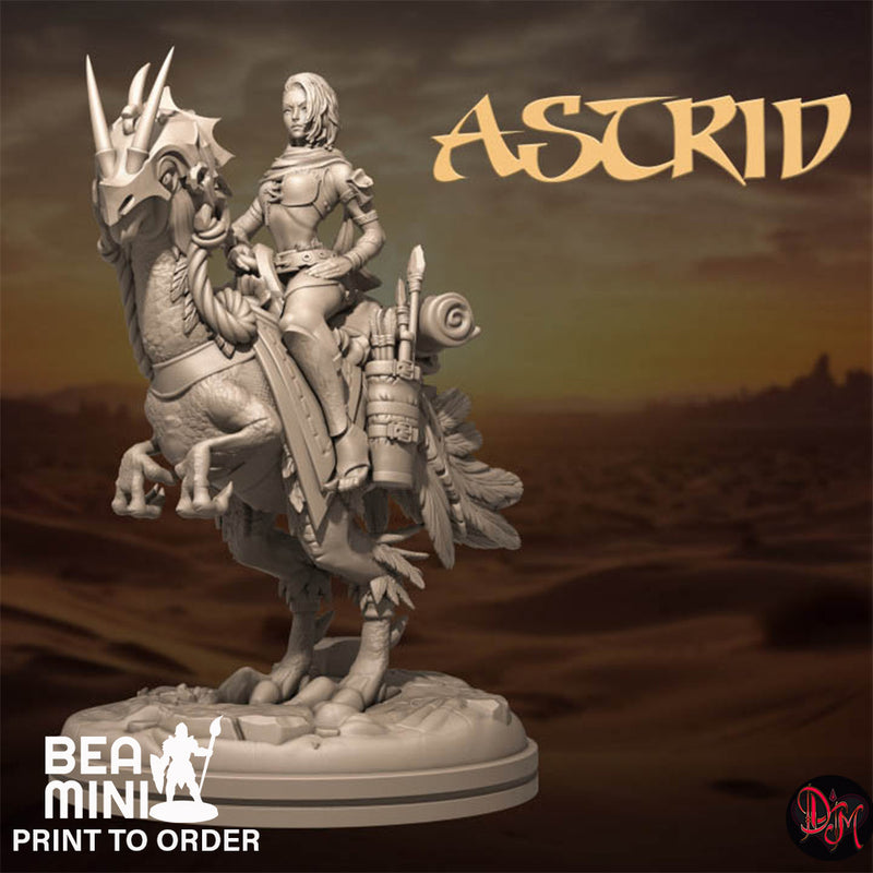 Astrid the Barbarian on Mount | BeaMini Print to Order Miniature