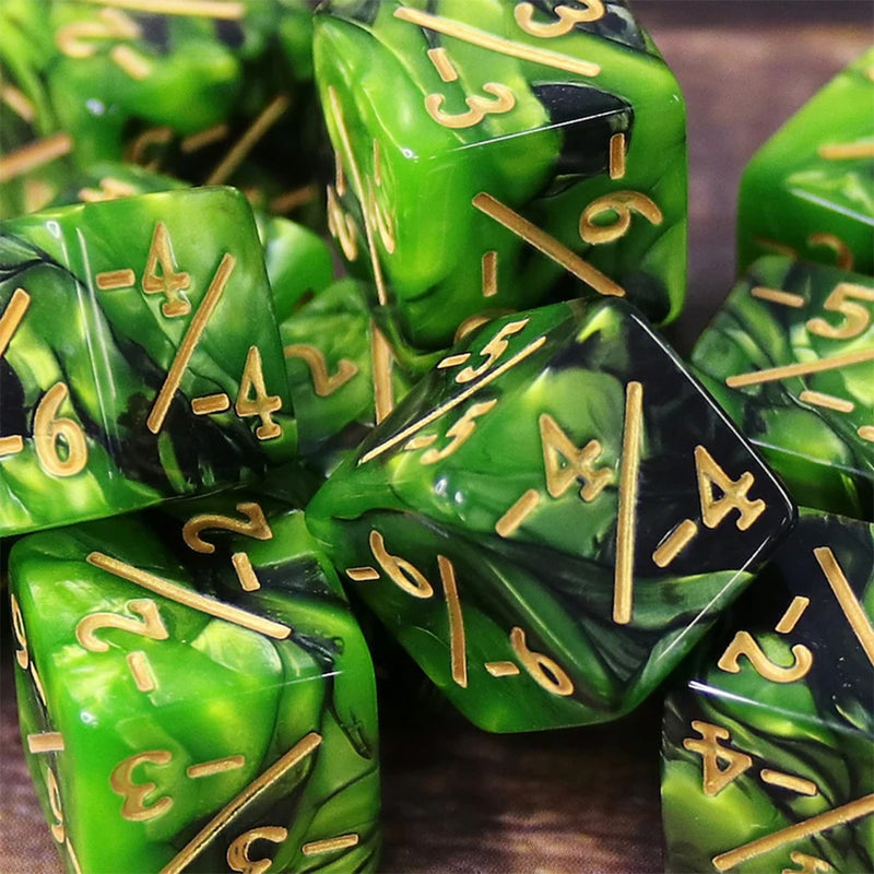 MTG Negative Counter Dice (pack of 10) - Pearl Green and Black