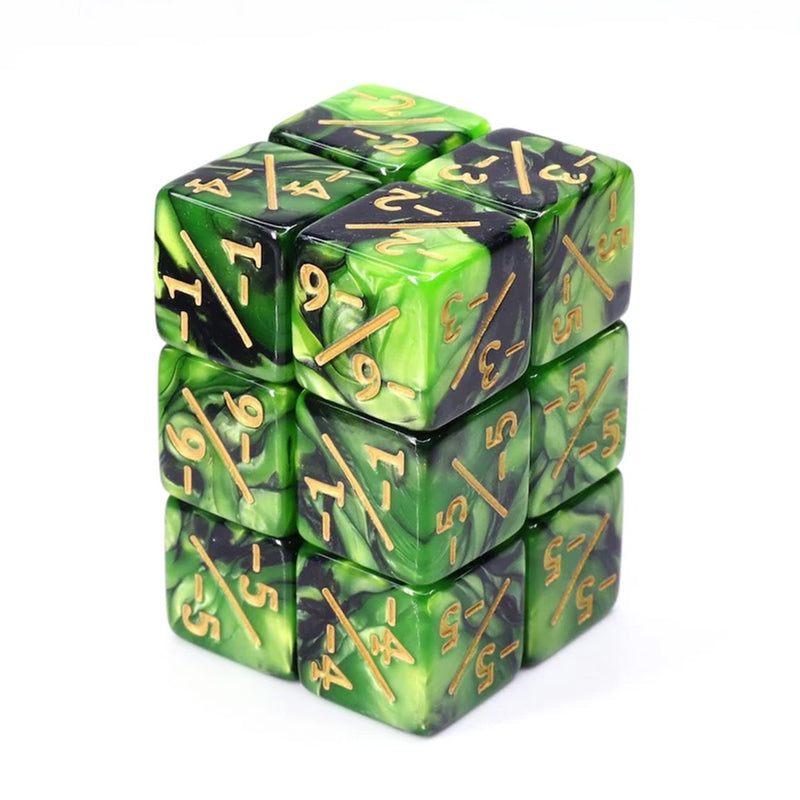 MTG Negative Counter Dice (pack of 10) - Pearl Green and Black