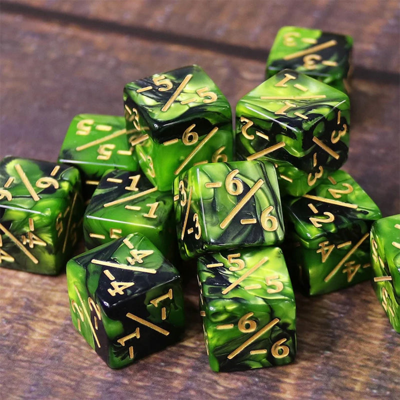 MTG Negative Counter Dice (pack of 10) - Pearl Green and Black