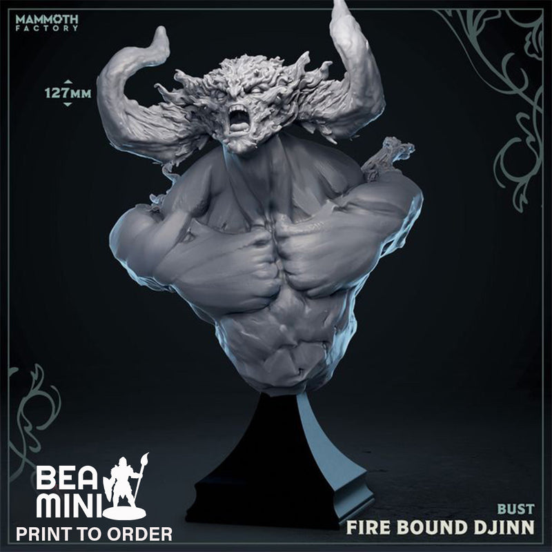 Spell-Bound Genie (Fire) - Bust | BeaMini Print to Order Miniatures