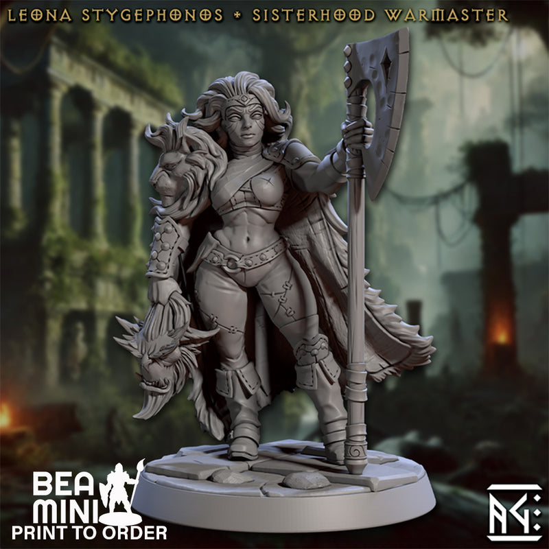 Leona Stygephonos, Sisterhood Warmaster | BeaMini Print to Order Miniatures