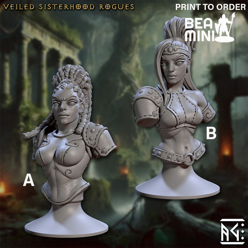 Veiled Sisterhood Rogue Bust | BeaMini Print to Order Miniatures