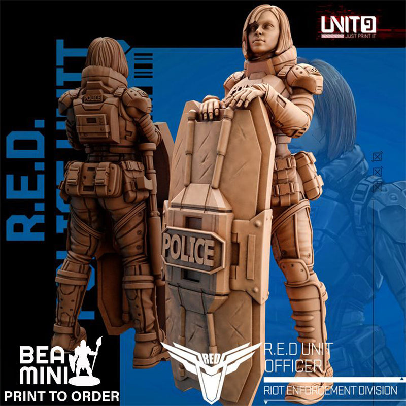 R.E.D. Unit Officer A | BeaMini Print to Order Miniatures