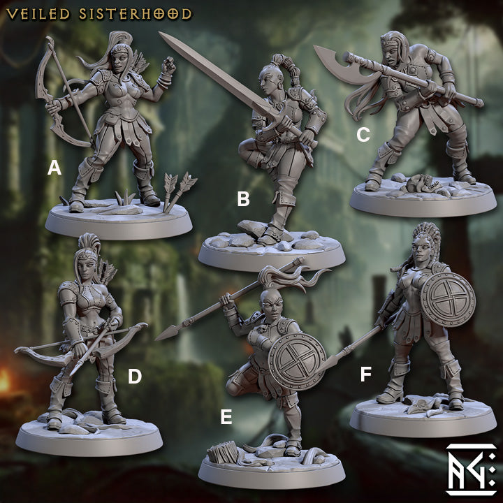 Veiled Sisterhood Barbarians | BeaMini Print to Order Miniatures