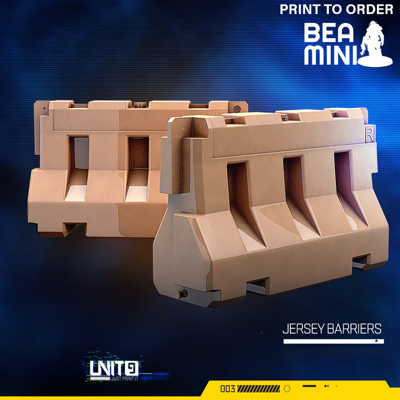 Jersey Barriers (2 Barriers) | BeaMini Print to Order Miniatures