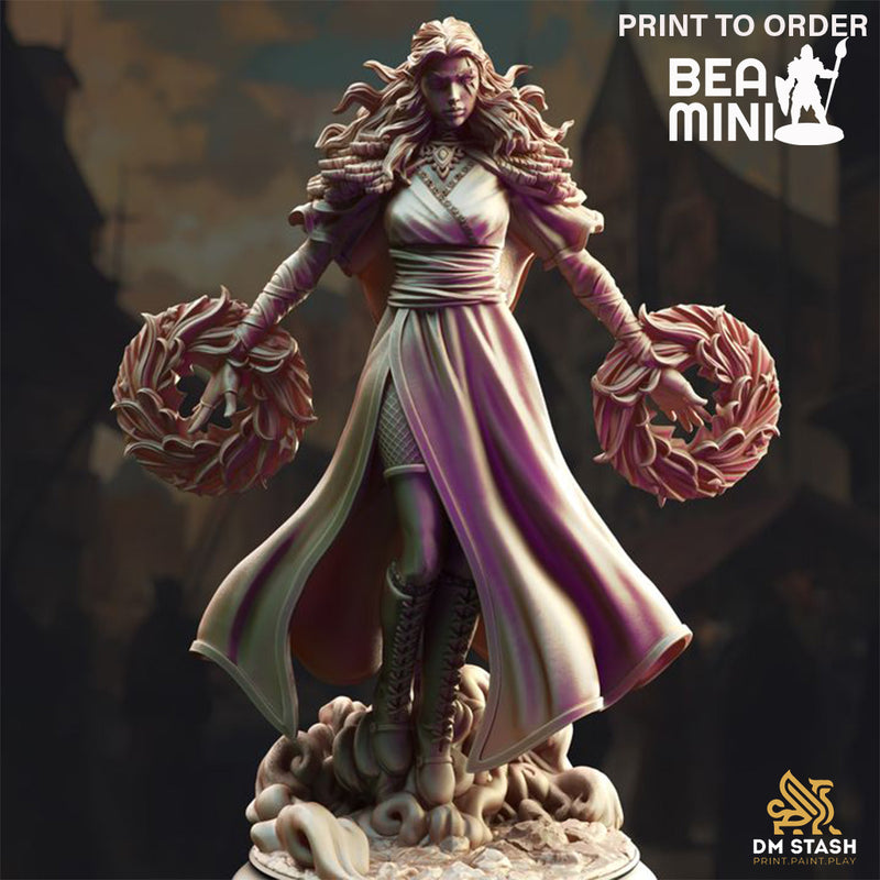 Half-Elf Sorceress - Tyria Ravensong | BeaMini Print to Order Miniatures