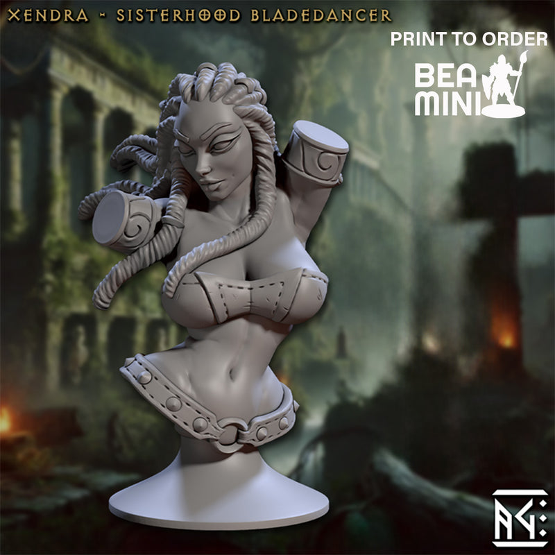 Xendra, Sisterhood Bladedancer Bust | BeaMini Print to Order Miniatures