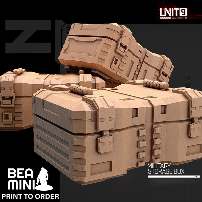 Military Storage Boxes (3) | BeaMini Print to Order Miniatures