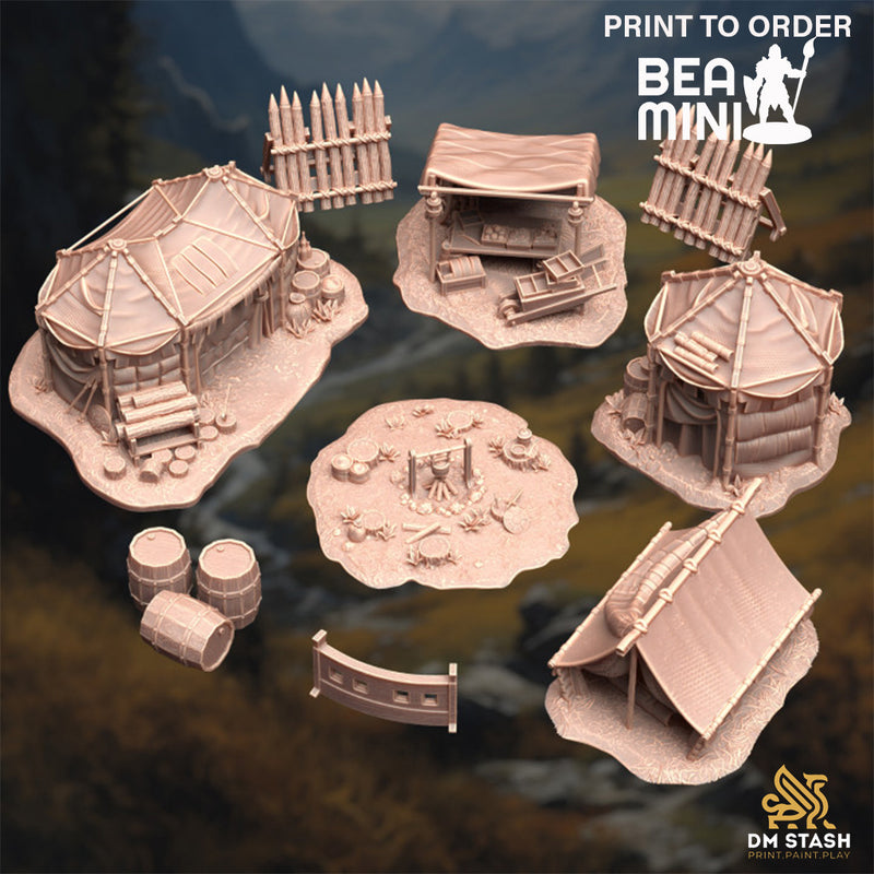 Camp Site Terrain Set | BeaMini Print to Order Miniatures