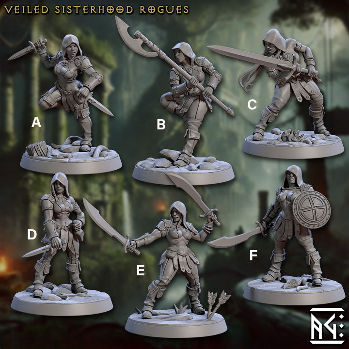 Veiled Sisterhood Rogues | BeaMini Print to Order Miniatures