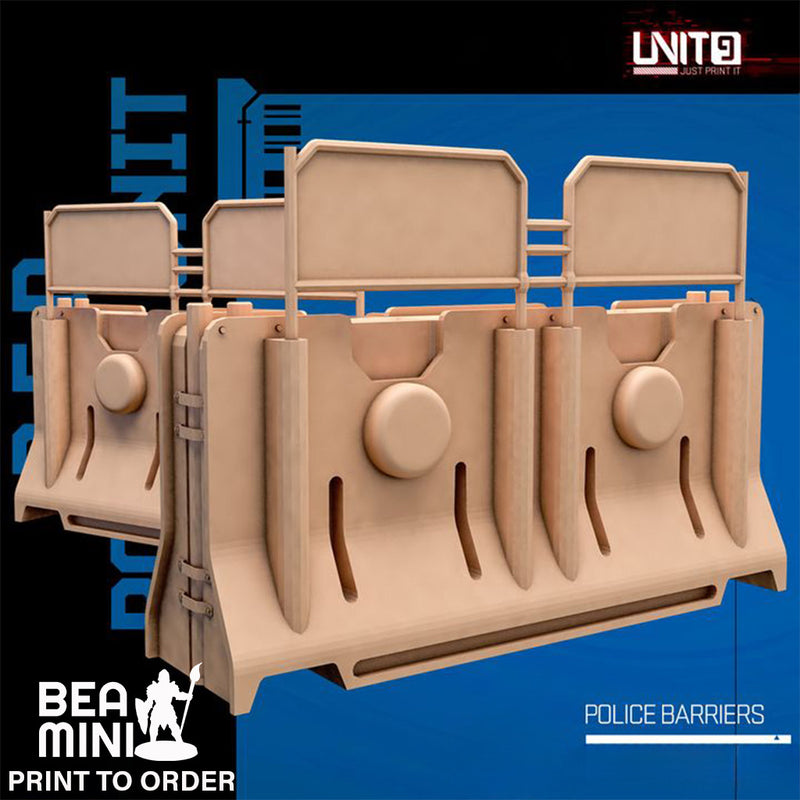 Police Barriers (2 Barriers) | BeaMini Print to Order Miniatures