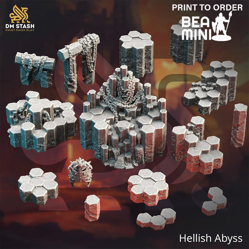 Hellish Abyss - Terrain Set | BeaMini Print to Order Miniatures