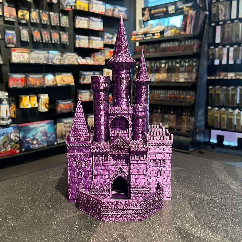 3D Printed Dice Tower - Paladin Castle (Black/Purple)