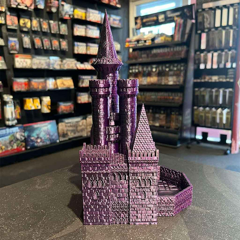 3D Printed Dice Tower - Paladin Castle (Black/Purple)