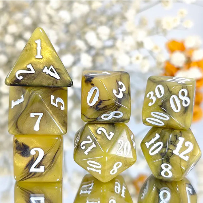 Banoffee - 7 Piece Polyhedral Dice Set + Dice Bag