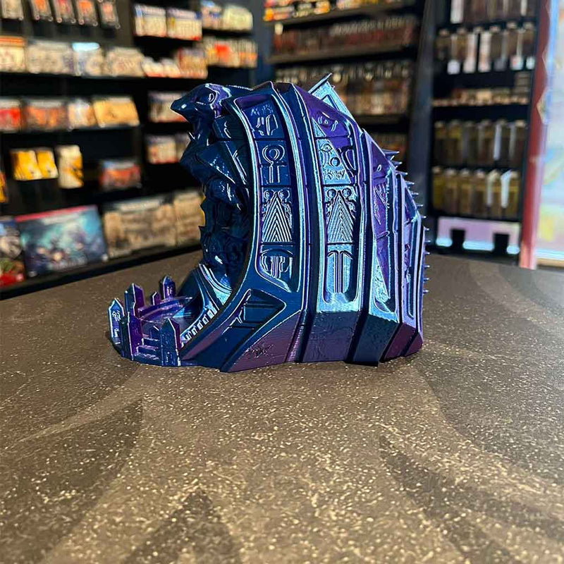 3D Printed Dice Tower - Pharaoh Skull (Purple/Blue)