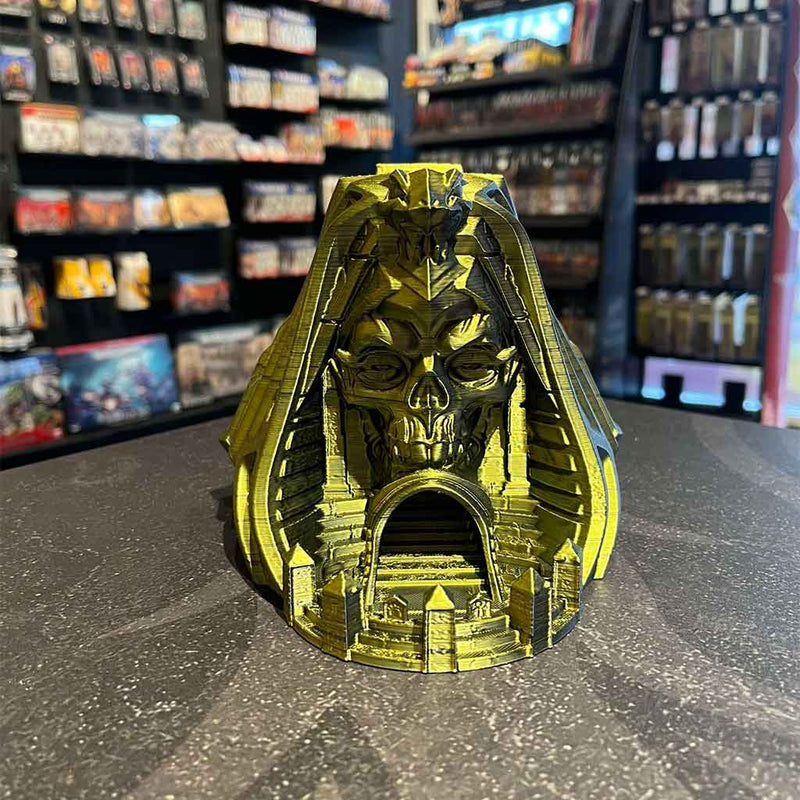 3D Printed Dice Tower - Pharaoh Skull (Green/Black)