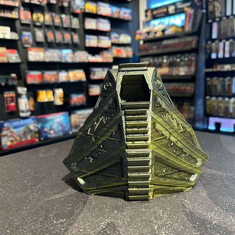 3D Printed Dice Tower - Pharaoh Skull (Green/Black)